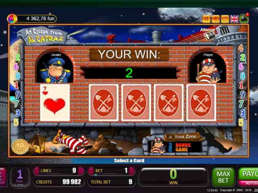 Рискованный раунд в автомате Alcatraz Риск-игра в слоте Alcatraz